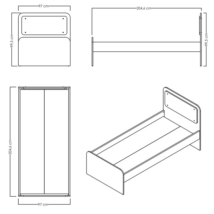 Hanah Home Cama Individual Crema y Roble